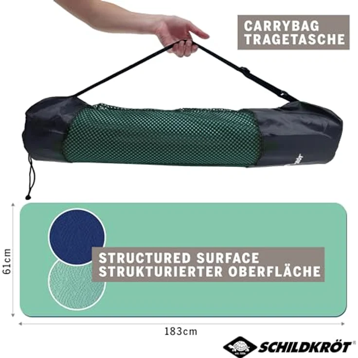 Schildkröt Fitness Yogamatte BICOLOR, PVC-freie, zweifarbige Yogamatte, wählbar, hochwertig strukturierte Oberfläche, sehr rutschfest, 180 x 61 x 0,4 cm, in Tragetasche – Bild 2