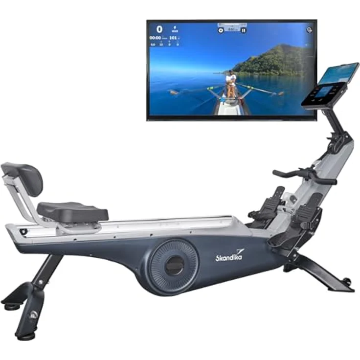 Skandika Rudergerät Freki Plus | Studio Qualität, 24-stufiger Magnetwiderstand, 12 kg Schwungmassensystem, Kinomap App kompatibel, aufstellbar, bis 200 cm | Fitnessgerät – Bild 1