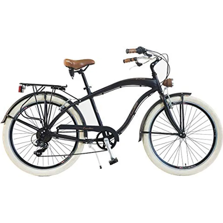 Via Veneto By Canellini Fahrrad Rad Citybike CTB Herren Man Vintage Retro American Cruiser Alluminium (Schwarz)