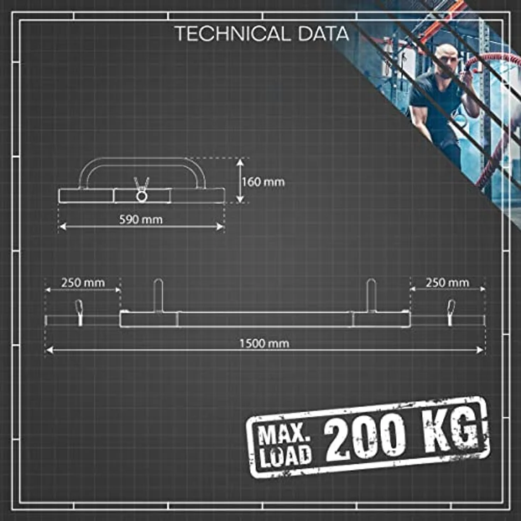 K-Sport: Trap Bar 150cm mit 30mm Aufnahme I Hexagon Stange I Hexagon-Bar I Trizeps-Stange I Olympische Hantelstange bis 200kg belastbar – Bild 5
