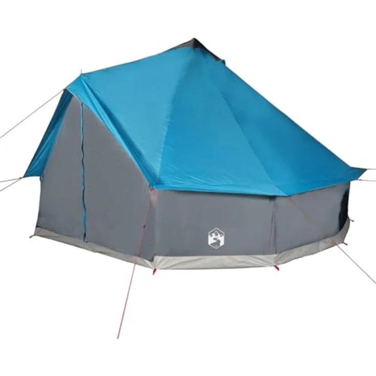 vidaXL Tipi Familienzelt 10 Personen, Campingzelt mit Netzwände, Wasserdicht Tipizelt mit E-Anschluss, Gartenzelt, Blau 185T Polyester – Bild 5