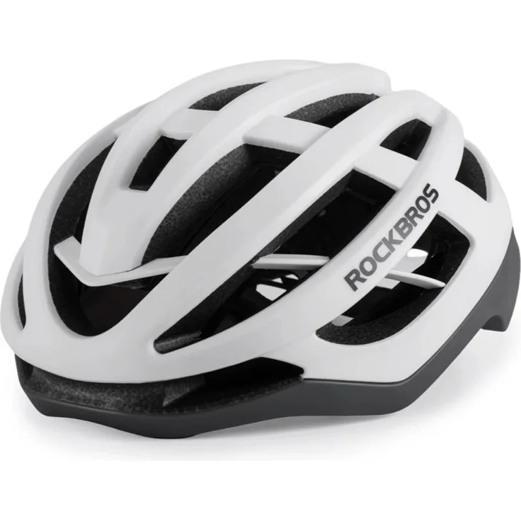 ROCKBROS HC-58 Fahrradhelm, aerodynamisch mit 18 Belüftungsöffnungen, M Grau / Weiß