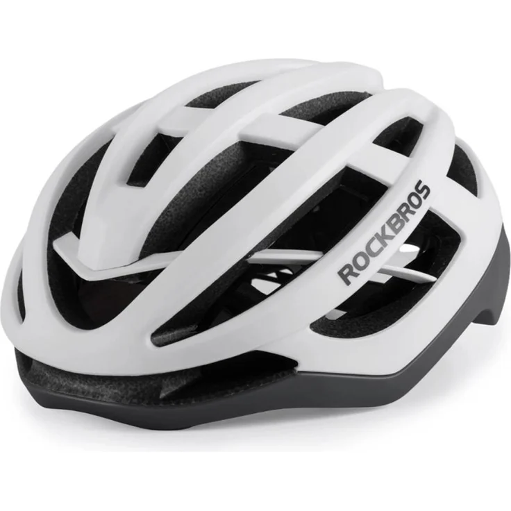 ROCKBROS HC-58 Fahrradhelm, aerodynamisch mit 18 Belüftungsöffnungen, L Grau/Weiß