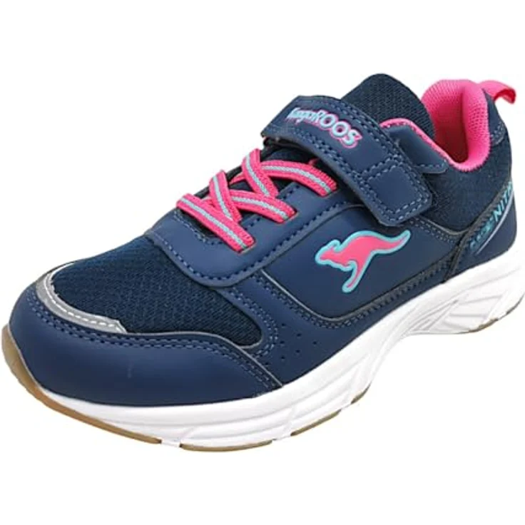 KangaRoos K-Ni Keno Mädchen Laufschuh, Navy Blau mit pinken Akzenten, Größe 32, flexibles Obermaterial aus Kunstleder und Mesh, abriebfeste non marking Laufsohle – Bild 2