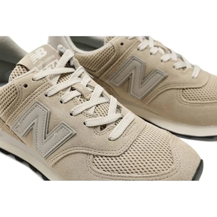 New Balance 574 Lifestyle Damen Sneakers, Beige, atmungsaktives Mesh, Wildleder, gepolsterter Schaft, Gummi-Außensohle, W5746J3 – Bild 6