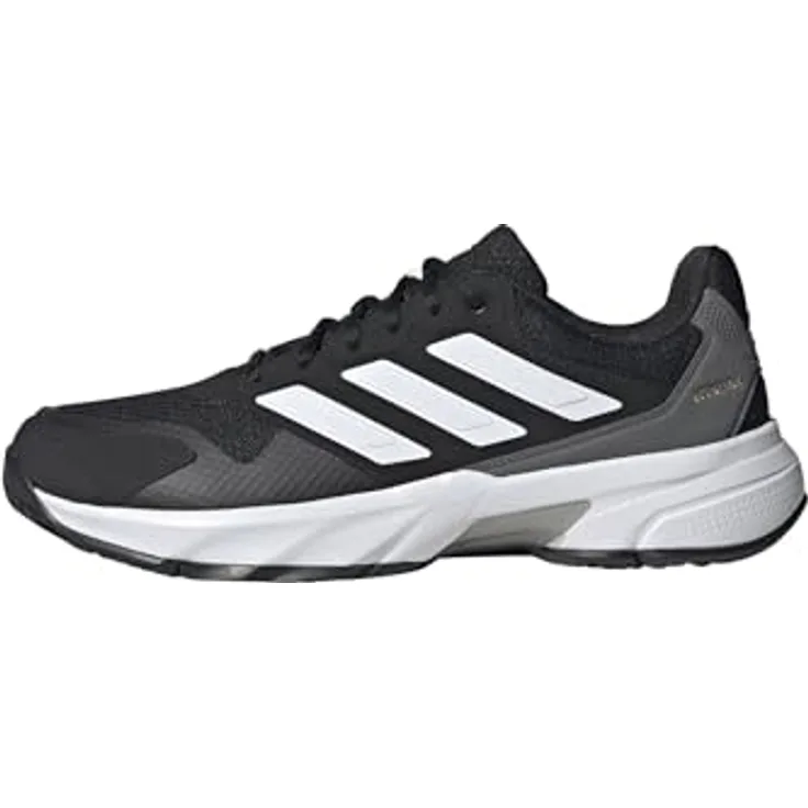 adidas Courtjam Control 3 Tennisschuhe, Core Black/Cloud White/Grey, EU 46, atmungsaktiv, abriebfest, leichte Dämpfung