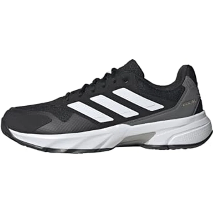 adidas Courtjam Control 3 Tennisschuhe, Core Black/Cloud White/Grey, EU 46, atmungsaktiv, abriebfest, leichte Dämpfung – Bild 1