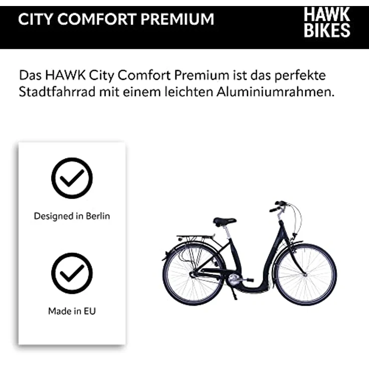 HAWK City Comfort Premium Damenfahrrad 28 Zoll Schwarz I Stadtfahrrad I Leichtes Damen Fahrrad mit 3 Gang Nabenschaltung & Felgenbremse – Bild 5