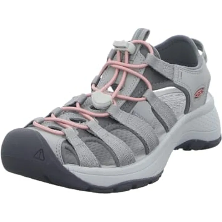 Keen Astoria West Damen Wandersandalen, Grey/Coral, Größe 42, mit rutschfester Sohle und gepolsterter Unterstützung
