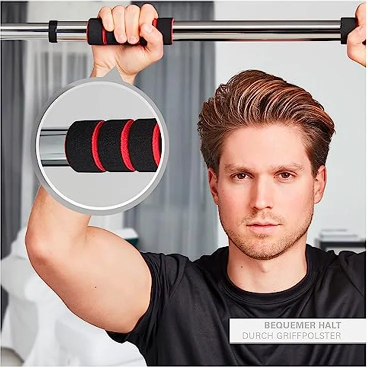 Sport-Tec Türreck Klimmzugstange 4.0 Pull-Up, Montage ohne Bohren, belastbar bis 120kg, Schwarz – Bild 5