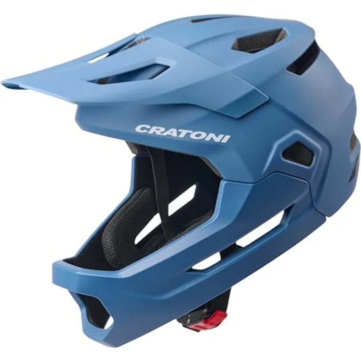 Cratoni MTB-Kinder-/Jugendhelm "Madcat", Fullface Helm mit 360° Größenverstellsystem, belüftet und abnehmbaren Kinnbügel, blau