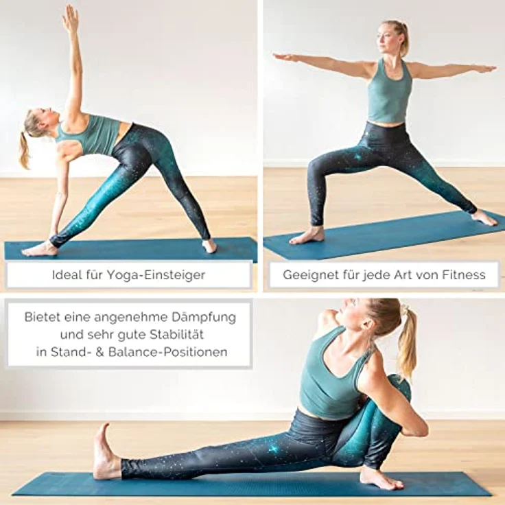 Bodhi Yogamatte Asana | Rutschfeste Übungsmatte | Schadstofffrei & Waschbar | Matte aus PVC | Fitnessmatte für Yoga, Pilates & Gymnastik | Antirutschmatte für deine Yogapraxis | Hellblau – Bild 3