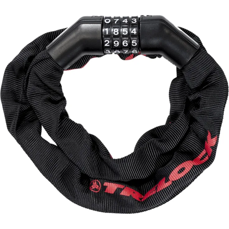 Trelock BC 360, Kettenschloss mit 110 cm Länge, Zahlenschloss, 6 mm starke Kettenglieder