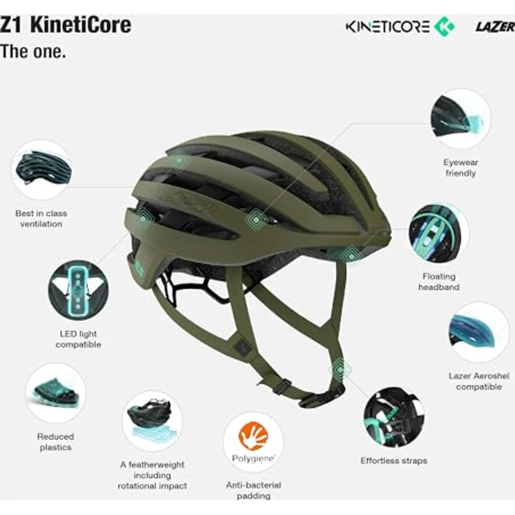 Lazer Sport Velohelm M, 5-Sterne-Schutz gegen Rotationskräfte, 220 g leicht, mit Belüftungsöffnungen und antibakteriellen Riemen – Bild 3