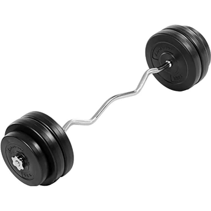 MOVIT 55kg SZ Curlset, mit Sternverschlüssen + 6 Gewichtsscheiben, 120cm SZ Curlstange gerändelt und verchromt, Scheibenaufnahme Ø 25mm