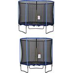 HOMCOM Trampolin mit Sicherheitsnetz Gartentrampolin für Innen- und Außenbereich Fitnesstrampolin für Kinder und Erwachsene Stahl Blau+Schwarz bis 113,6 kg Ø244 x 240H cm