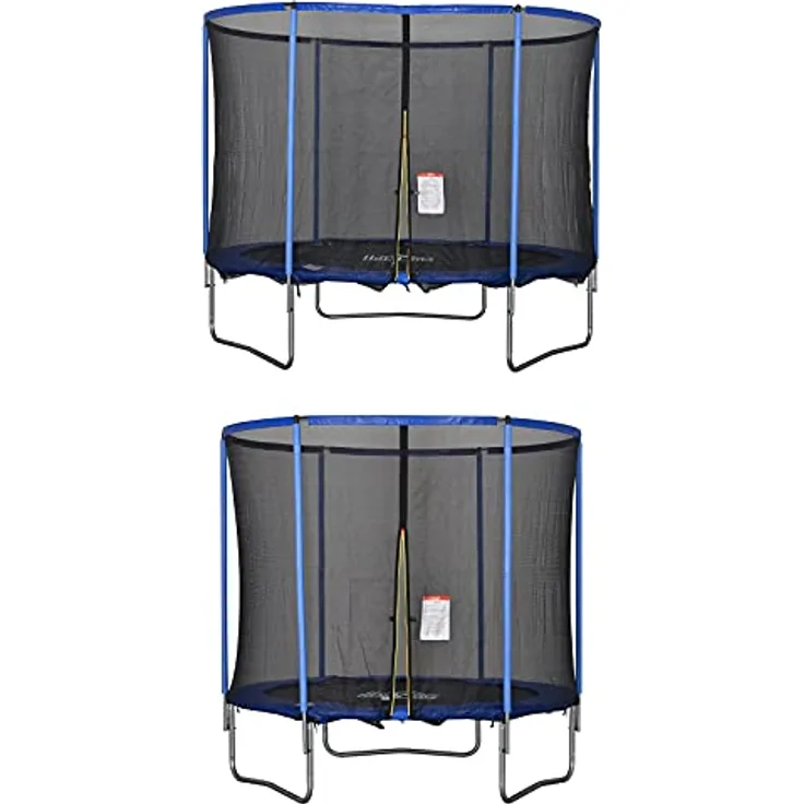 HOMCOM Trampolin mit Sicherheitsnetz Gartentrampolin für Innen- und Außenbereich Fitnesstrampolin für Kinder und Erwachsene Stahl Blau+Schwarz bis 113,6 kg Ø244 x 240H cm
