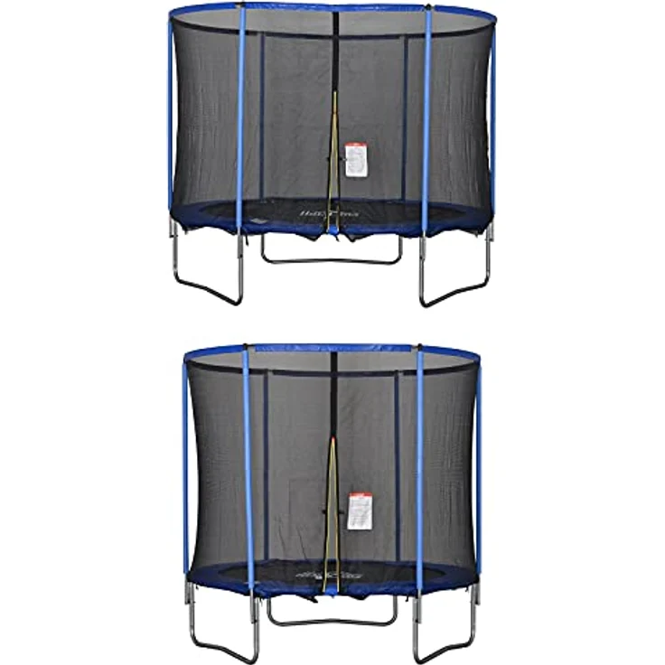 HOMCOM Trampolin mit Sicherheitsnetz Gartentrampolin für Innen- und Außenbereich Fitnesstrampolin für Kinder und Erwachsene Stahl Blau+Schwarz bis 113,6 kg Ø244 x 240H cm
