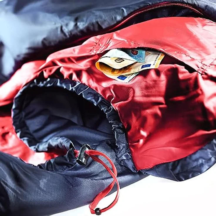 deuter Dreamlite Kunstfaser Schlafsack, navy-cranberry Leichtgewicht mit Innentasche und kleinem Packmaß – Bild 4