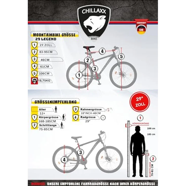 Chillaxx Bike Legend, Aluminium Mountainbike 24, 26, 27,5, 29 Zoll mit Shimano 21 Gang Schaltung für Herren, Damen, Jungen und Mädchen – Bild 8