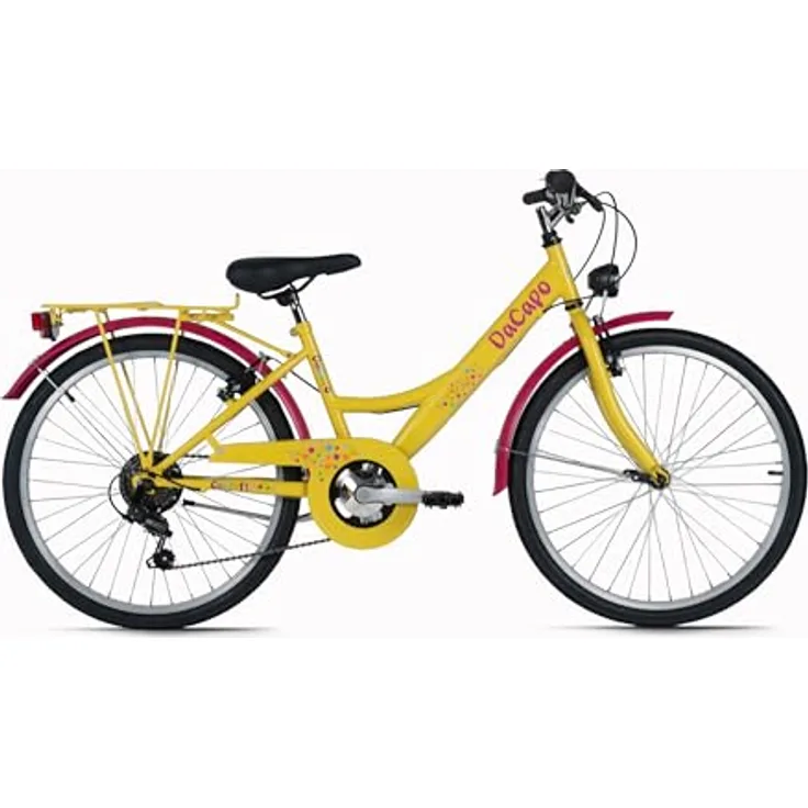 DACAPO Kinderfahrrad Confetti Gelb 24'' mit 6 Gängen und Tiefeinstieg, RH 36 cm