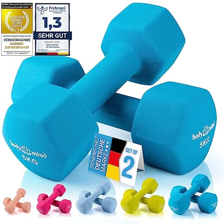 Body & Mind® Hanteln 2er Set Gymnastikhanteln Neopren Dumbbells Kurzhanteln; Effektives Krafttraining mit verschiedenen Gewichten; Fitness Workout für Zuhause – Bild 1