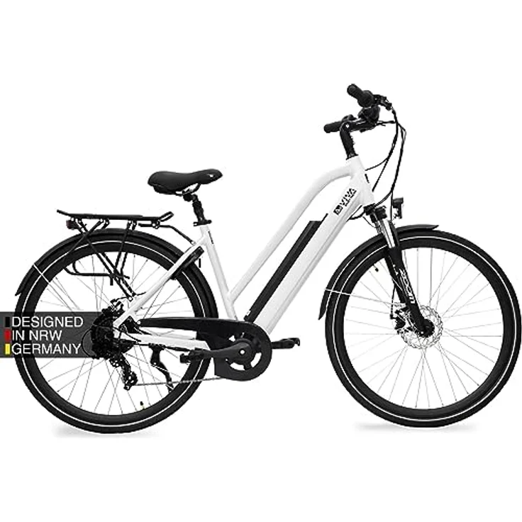 AsVIVA E-Bike CityBike B15_FBA in Weiß, Elektrofahrrad mit extra starkem Akku und Hinterradmotor, Damen & Herren Trekking E-Bike mit LCD Display – Bild 1