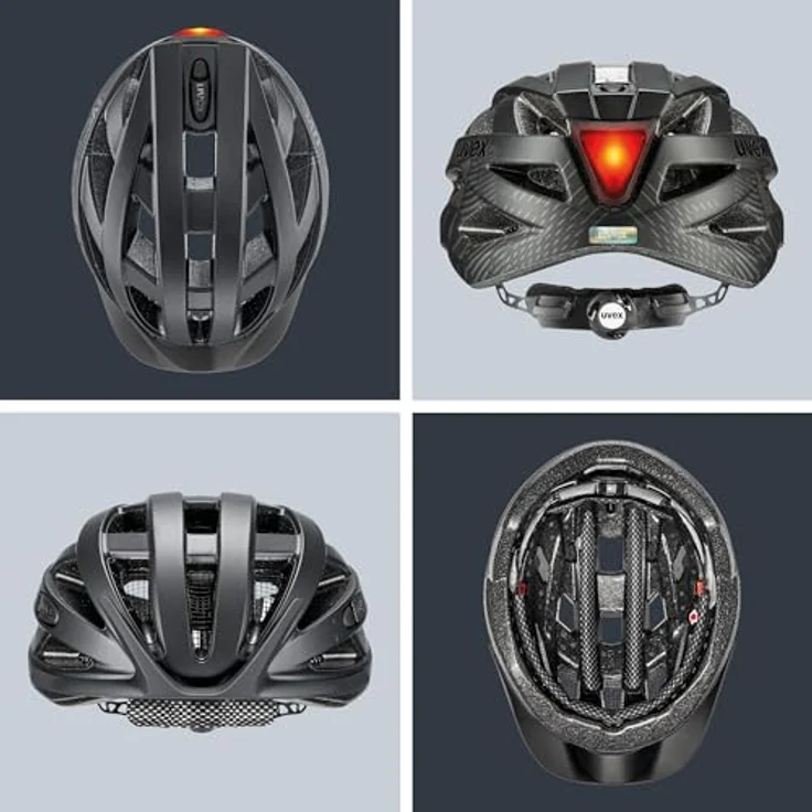 Uvex City I-VO, Fahrradhelm komplett schwarz matt, Größe 56-60 cm, mit schock-absorbierender EPS-Innenschale und integrierter LED-Leuchte – Bild 4