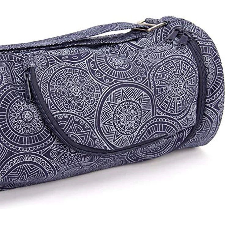Bodhi Yogatasche ASANA Bag Cotton | Maharaja Collection | Yogamattentasche in verschiedenen Größen | Baumwolltasche für Yogamatte & Zubehör | inkl. Außentaschen | 70 cm | Mandala/dunkelblau – Bild 4