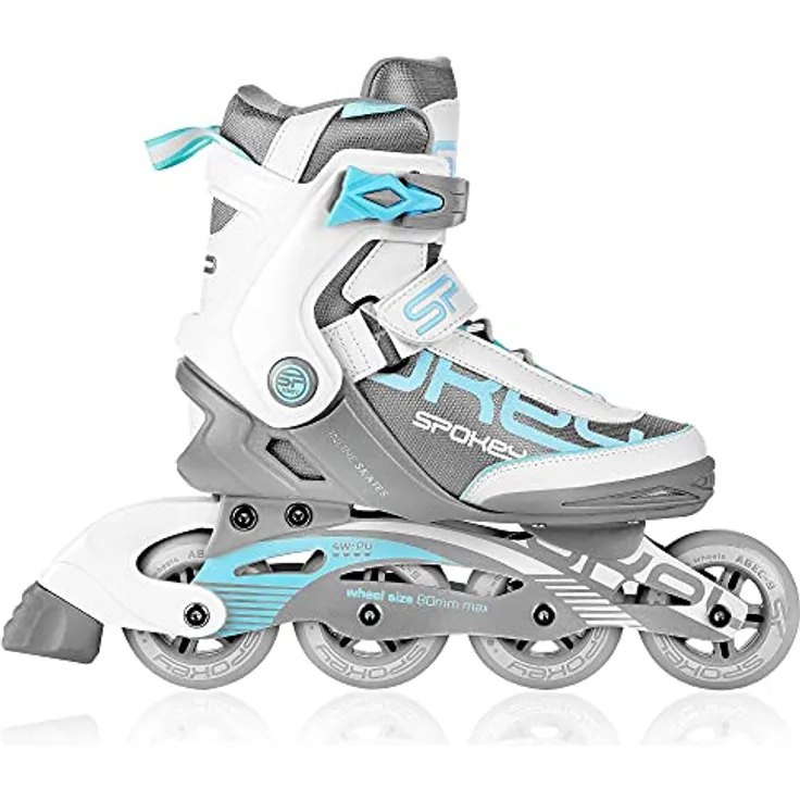 SPOKEY Prime PRO Inline Skates für Erwachsene, max. 100 kg, Alu-Schienen, ABEC-9 Carbon Kugellager, PU Rolle 82A, Ø 80 mm, anatomische Innensohle, Heelock, grau oder schwarz