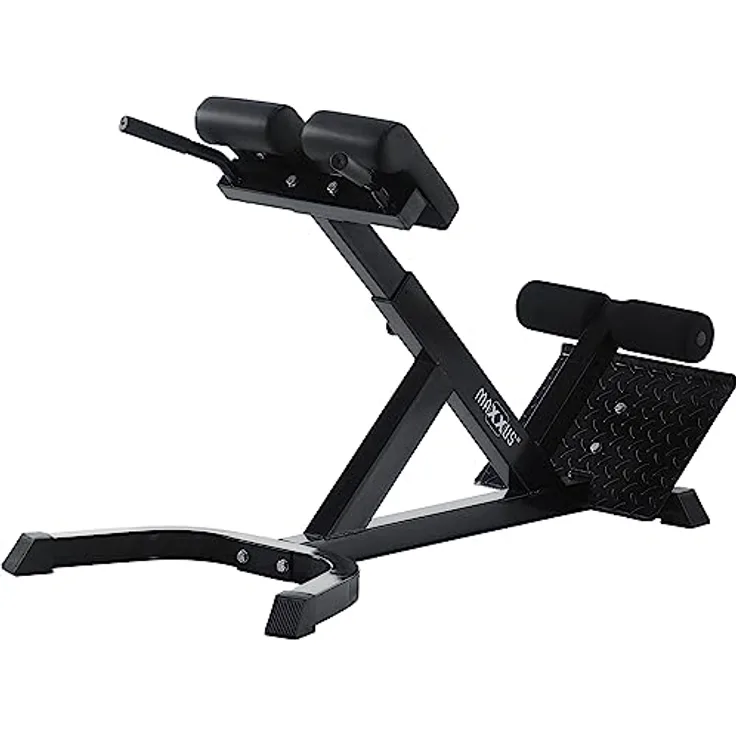 MAXXUS Hyperextension Rückentrainer - Verstellbar, bis 150 kg, mit Beinfixierung, Haltegriffen - Bauchtrainer, Römische Bank, Multifunktionales Workout Bench, Rückenstrecker für Zuhause, Fitness