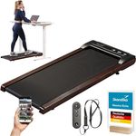 Skandika Walking Pad Nordik K6-H, Laufband für zuhause mit Eichen Massivholz, 6 km/h, LED-Display, Fernbedienung, Kinomap, leises und kompaktes Fitnessgerät für Ausdauertraining im Büro und Home Office
