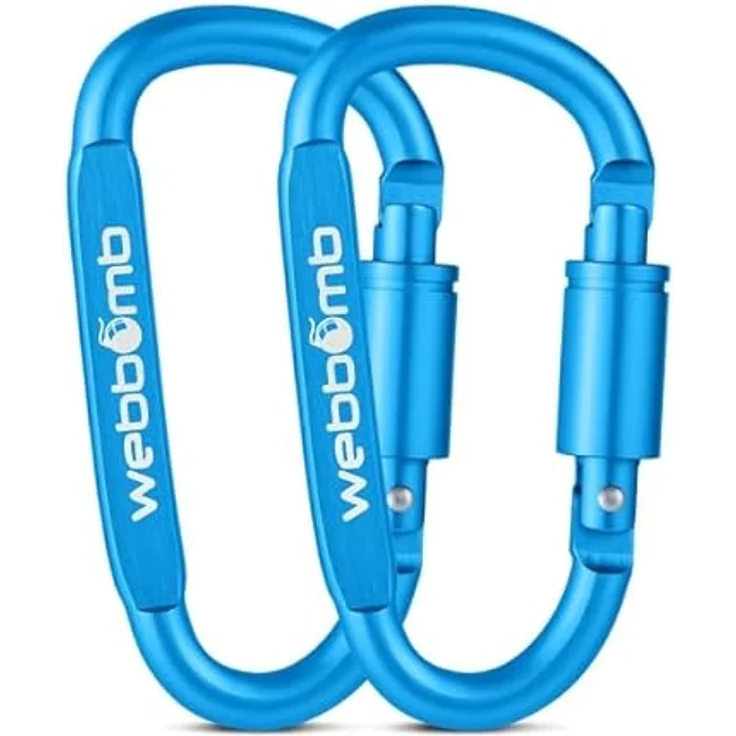 WEBBOMB® 2 Stück Karabiner Haken mit Schraubverschluss 80mm Türkis Aluminium Karabinerhaken für Kinderwagen Hundesport Reitsport Camping Wandern Angeln Schlüsselanhänger – Bild 2