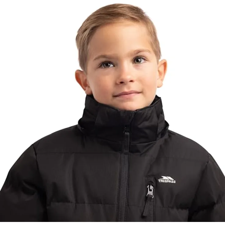 Trespass UTTP906 P, Männliche Steppjacke Schwarz, verstellbare Kapuze, drei Reißverschlusstaschen, elastische Bündchen