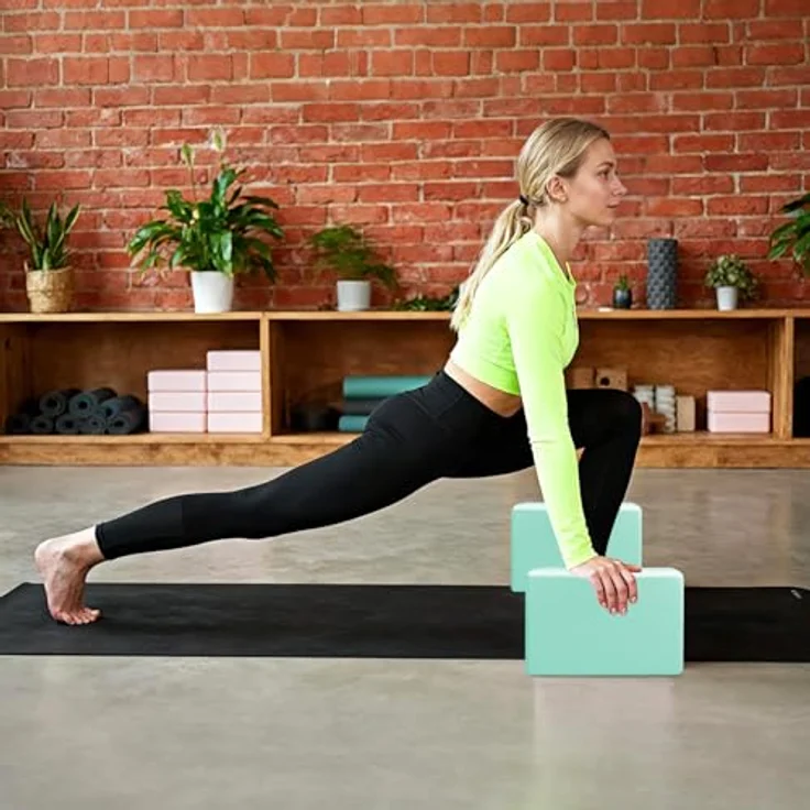Lixiluxia Yoga Block 2er Set, Rutschfeste EVA Schaumstoff Yogablöcke, 23 cm, Blau für Yoga, Pilates und Meditation – Bild 3