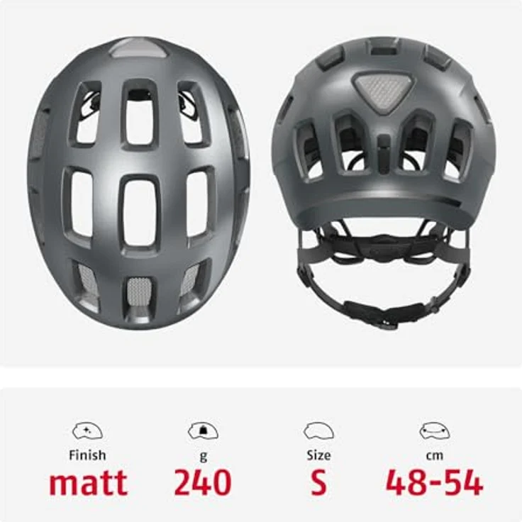 ABUS Youn-I 2.0 Fahrradhelm, mit Licht für Kinder und Jugendliche, Silber, Größe S – Bild 3