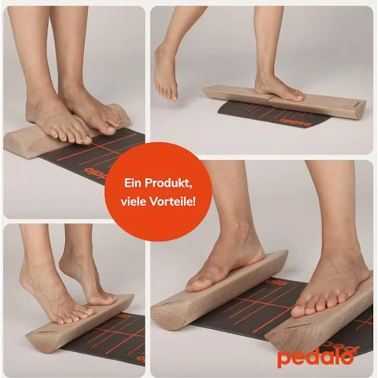 Pedalo Balance Trainer, Fußwalzen aus Massivholz mit Anti-Rutsch-Matte, beige – Bild 4