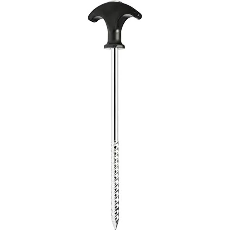 com-four® 48x Zelt-Heringe, robuste Erdnägel mit Gewinde, ideal für normalen und harten Boden, T-Griff, silberfarben, schwarz – Bild 5