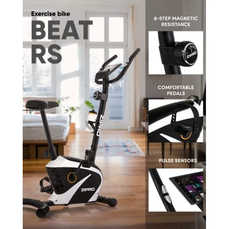 Zipro Heimtrainer Fahrrad Beat RS, Ergometer Fitnessbikes, Magnetisches Fahrradtrainer, Ergometer Fahrrad bis 120kg, Indoor Bike, Trainingsfahrrad für zuhause, Fahrradergometer Batteriebetrieben – Bild 3