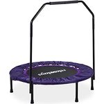 Relaxdays Trampolin faltbar mit Haltestange Indoor H x B x T: 113 x 102 x 102 cm Maximalbelastung: 120 kg schwarz-lila