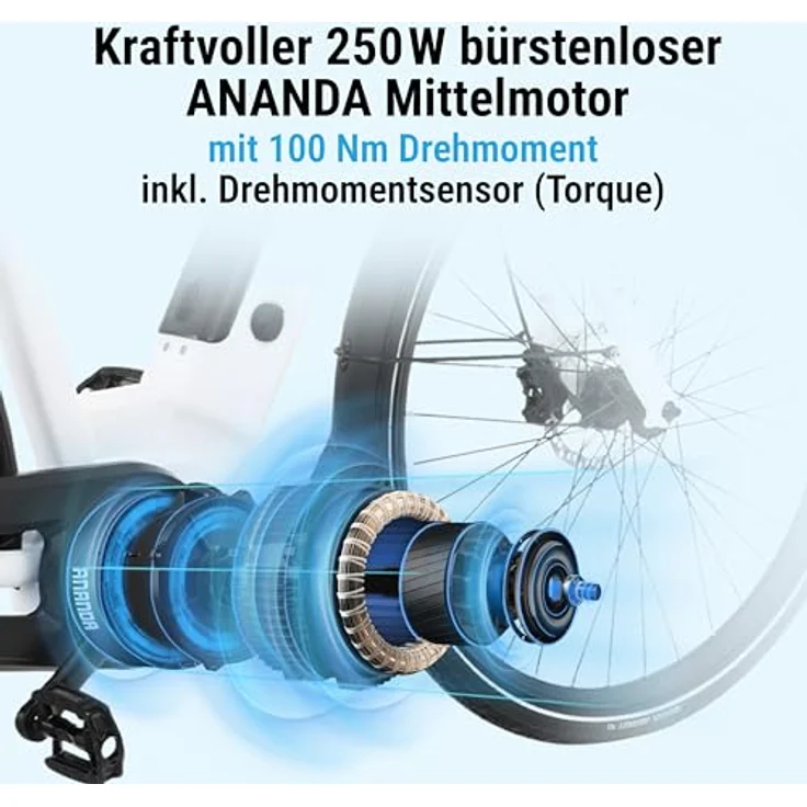 AsVIVA E-Bike B14 Stadtfalter, 28 Zoll Citybike für Damen & Herren, Pedelec 25 km/h, 250W Motor, 36V 17.5 Ah, bis zu 150 km Reichweite, Tiefeinsteiger, hydraulische Scheibenbremsen – Bild 4