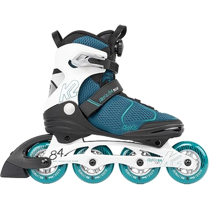 K2 Skates ALEXIS 84 BOA Inline Skates Damen, 84 mm Rollen, Boa-Verschlusssystem, blaugrün-weiß, Größe EU 42.5 – Bild 2