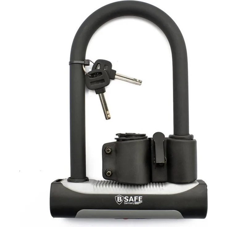 B-SAFE Bügelschloss Fahrradschloss 180 x 245 mm, massiver Stahl mit Halterung und 2 Sicherheitsschlüsseln
