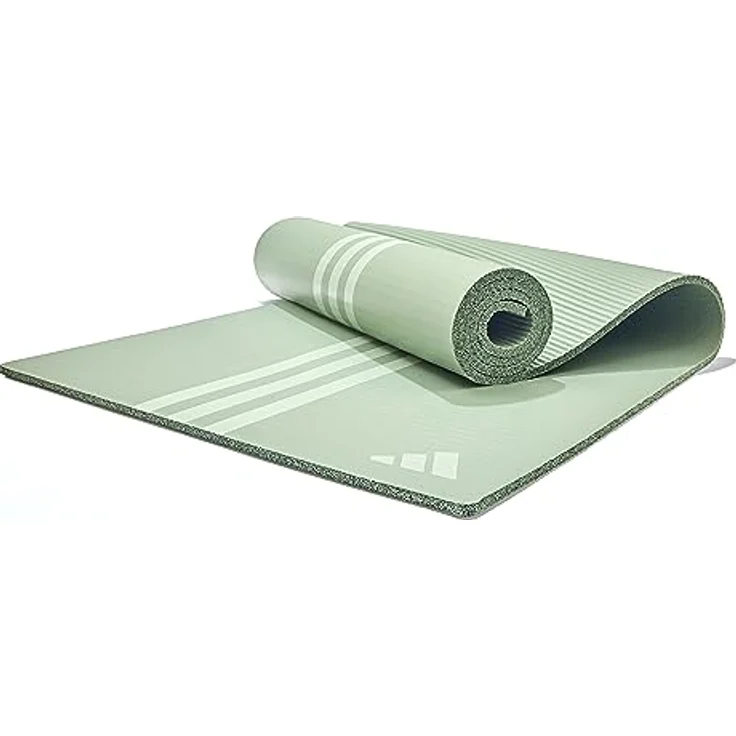 adidas ADYG-10210GN Yoga Mat, 10 mm dick aus NBR mit elastischem Tragegurt, linengrün – Bild 1