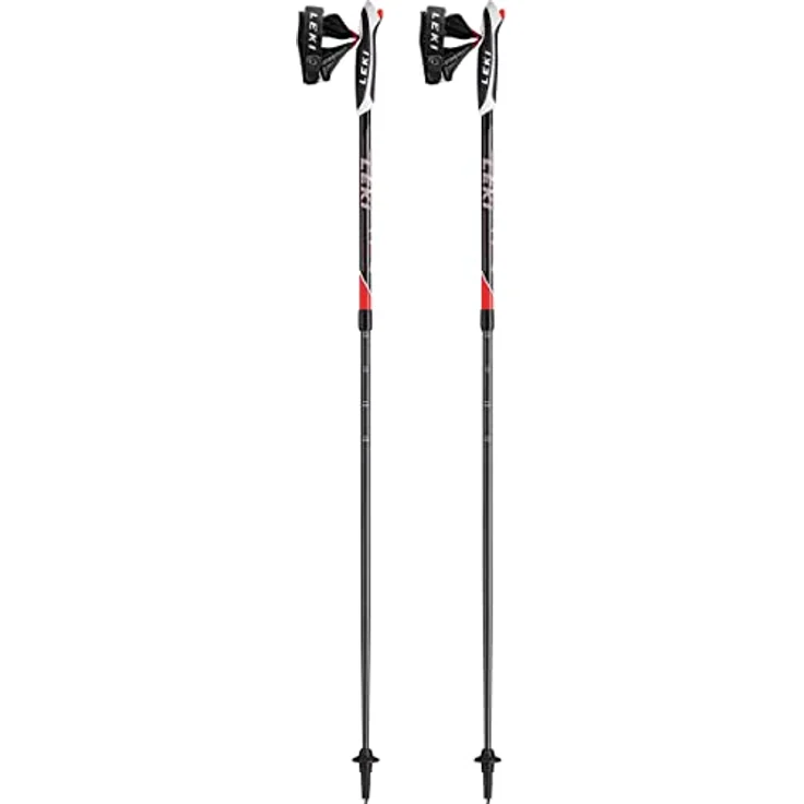 LEKI Goods, 2-teilige Aluminium Wanderstöcke, verstellbar 100-130cm, schwarz-neonrot-weiß – Bild 1