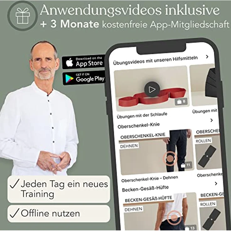 Liebscher & Bracht Original Schlaufe, rote Übungsschlaufe aus 100% Baumwolle zur Engpassdehnung, inkl. App mit Anwendungsvideos – Bild 2