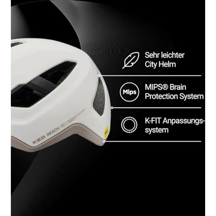 KED Fahrradhelm REACH AR-1, weiß, mit MIPS Brain Protection System und 3D K-FIT Anpassungssystem – Bild 2