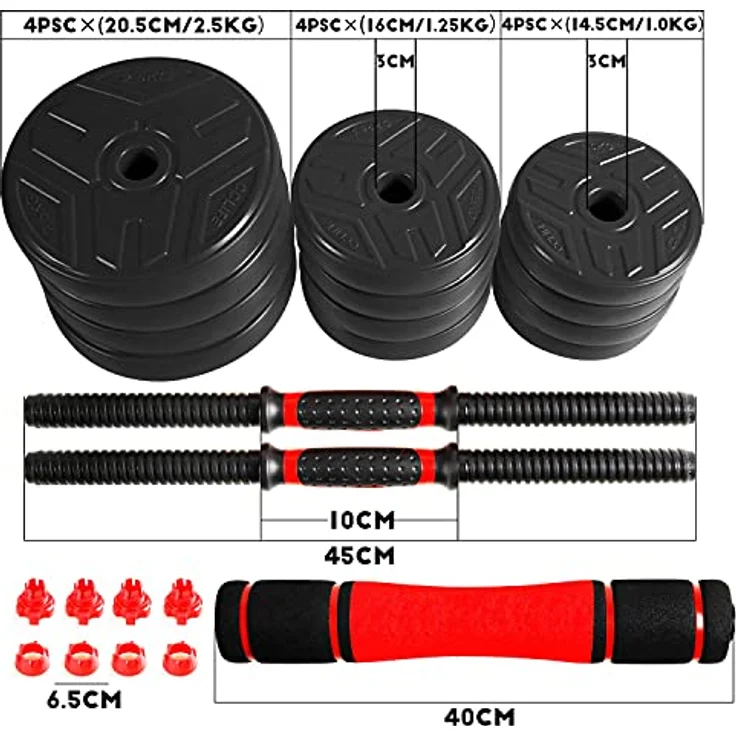 CCLIFE Hanteln Set 2er Kurzhanteln Langhanteln verstellbar 20 30 40kg Hantelset professionell Dumbbell mit Verbindungsstahlrohr Gewichten – Bild 3