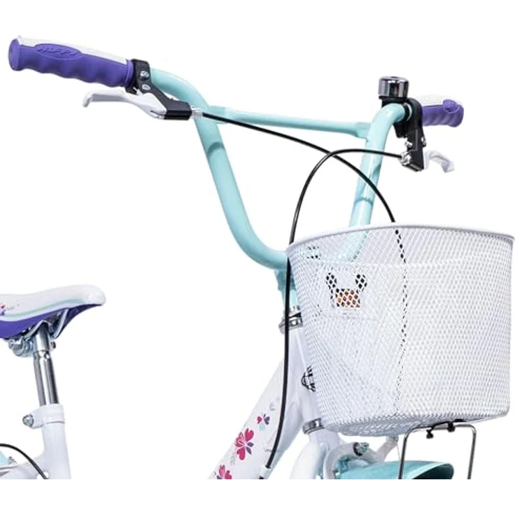 Huffy Girly Girl 20-Zoll Kinderfahrrad, weißes Singlespeed mit Blumengrafik und großem Lenkerkorb – Bild 6