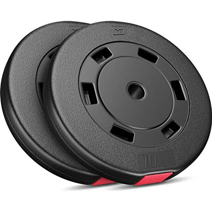 Hop-Sport Hantelscheiben-Set 5, 10, 20, 30 kg Kunststoff Gewichte 30 mm Hanteln Gewichtsscheiben 4x5 kg / 2x10 kg / 2x5 kg+2x10 kg (2 x 10 kg) – Bild 1